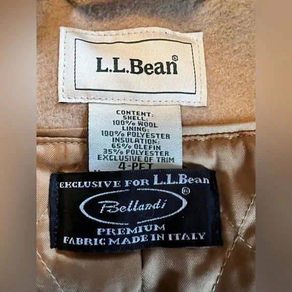 LL Bean Women's Classic Lambswool Peacoat Camel Size 4P- Like New! - Picture 13 of 15